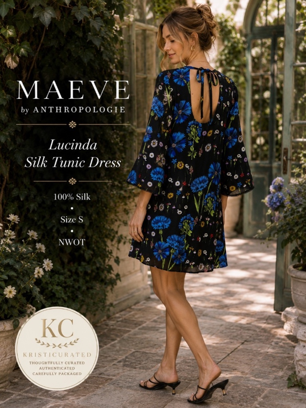 Maeve Anthropologie Lucinda Silk Tunic Dress Floral Size S NWOT